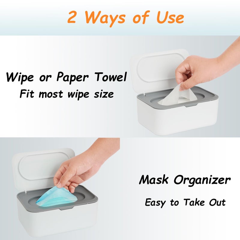 Seposeve Wipes Dispenser, Wipe Holder for Baby & Adult, Refillable Baby Wipe Container, Keeps Wipes Clean. Non-Slip, Easy Pull Wipes Pouch Case, Grey - Image 5